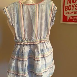 Girl’s Crewcuts Dress Size 7 Striped Open Back Blue White